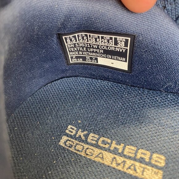 Skechers‎ GOGA MAT  Lite Vegan Washable Knit Skimmers Glimmer Navy Sneaker 8.5 - Picture 9 of 16